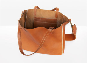 Ledertasche - Shopper - hellbraun - designmaroc.de